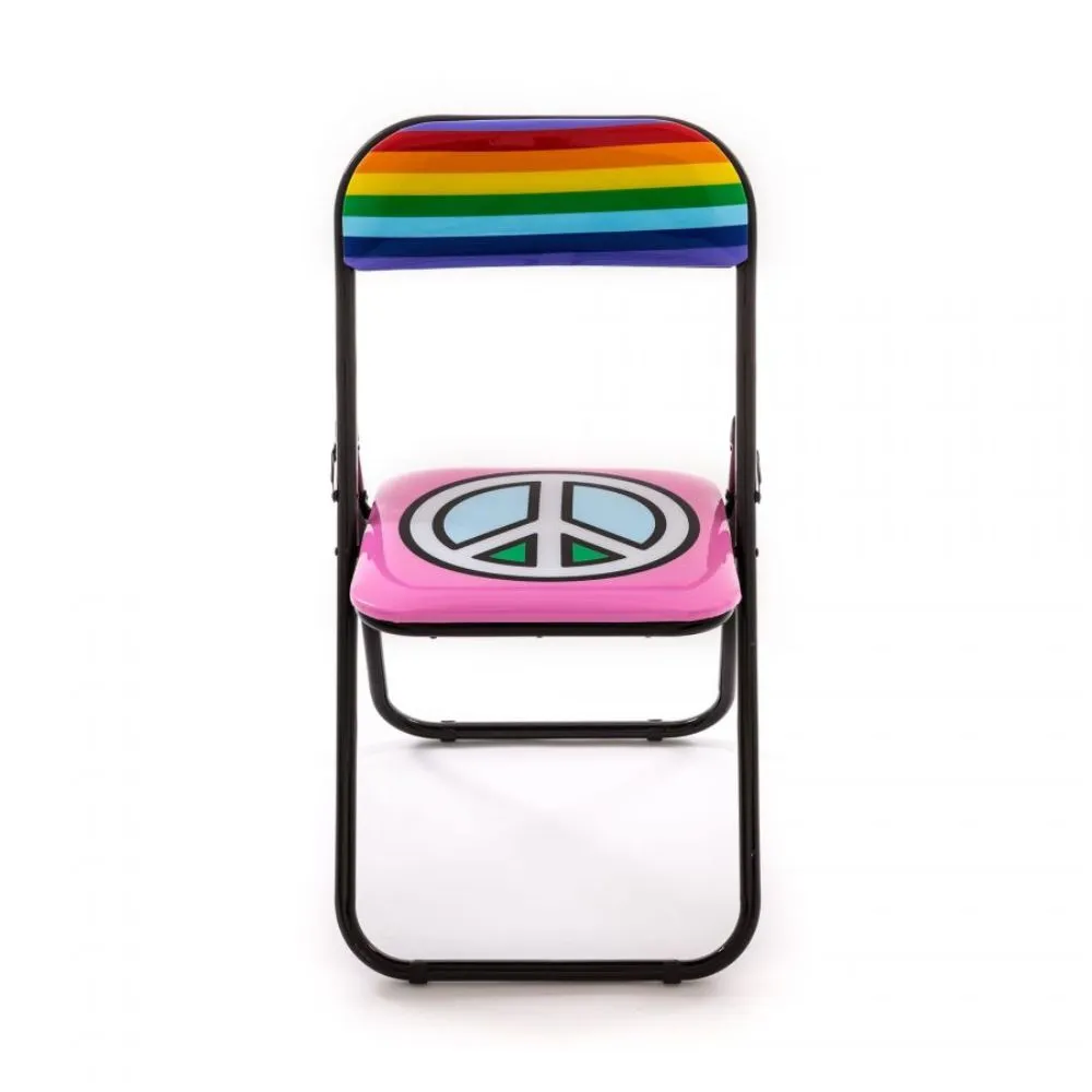 Seletti Blow Peace folding chair with peace decor