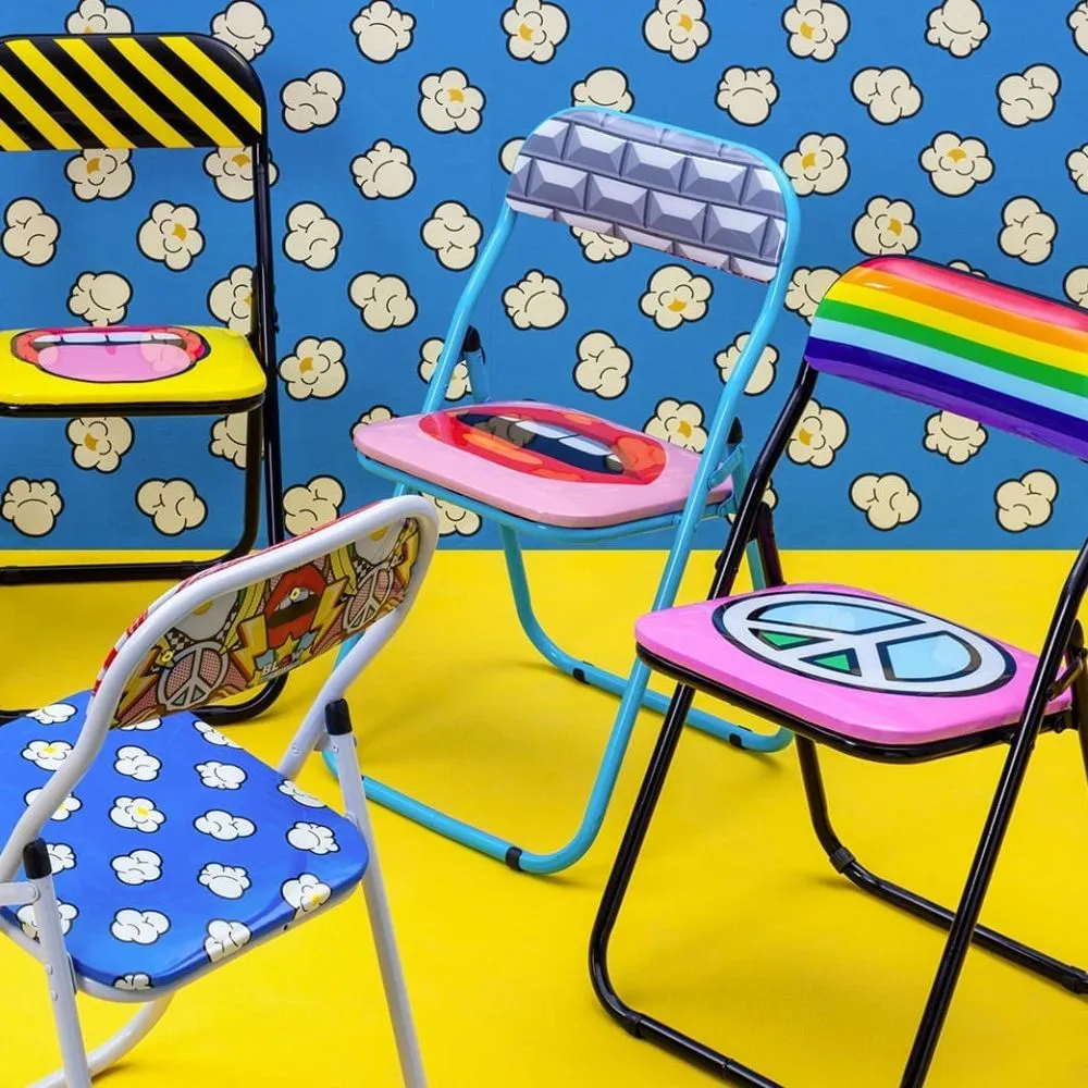 Seletti Blow Peace folding chair with peace decor