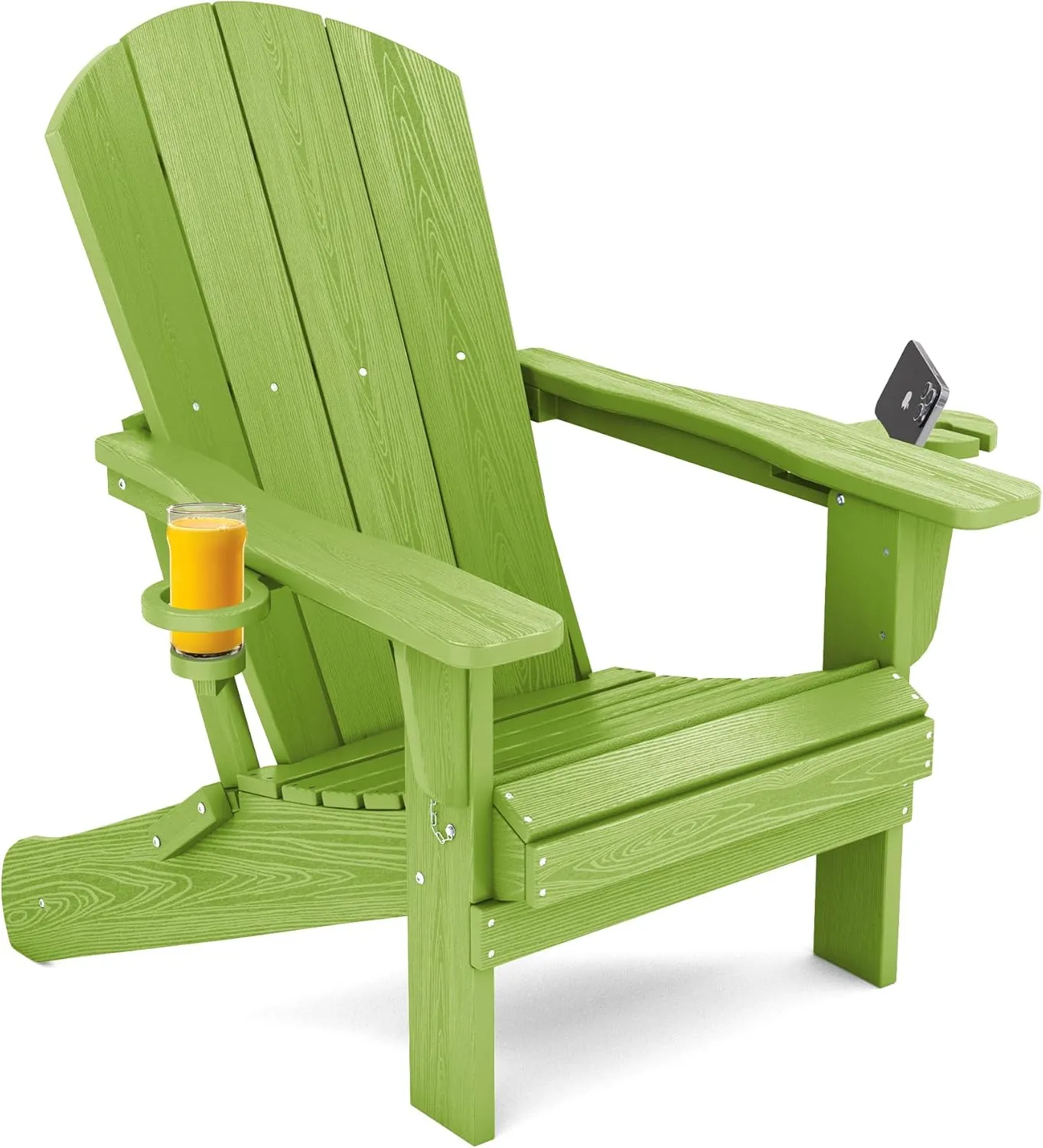 SERWALL Adirondack Chair with Cup Holders - Composite Adirondack Chairs HDPE Outdoor Chairs All Weather Use- Apple