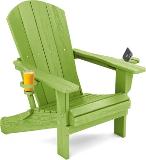 SERWALL Adirondack Chair with Cup Holders - Composite Adirondack Chairs HDPE Outdoor Chairs All Weather Use- Apple