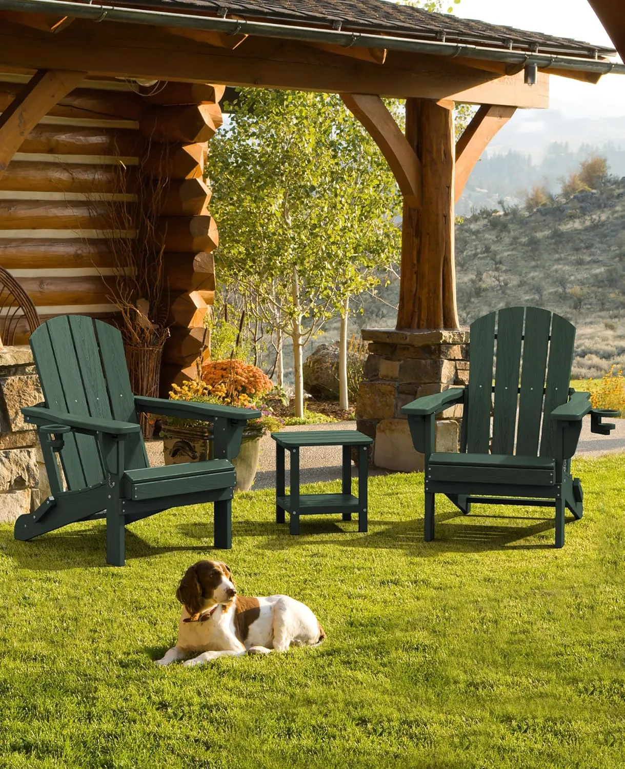 SERWALL Adjustable Folding Adirondack Chair Green