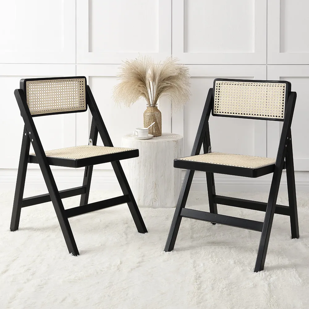 Set Frances Chairs, of Black Cutting-edge 2 Colour Folding Rattan Cane Special discount