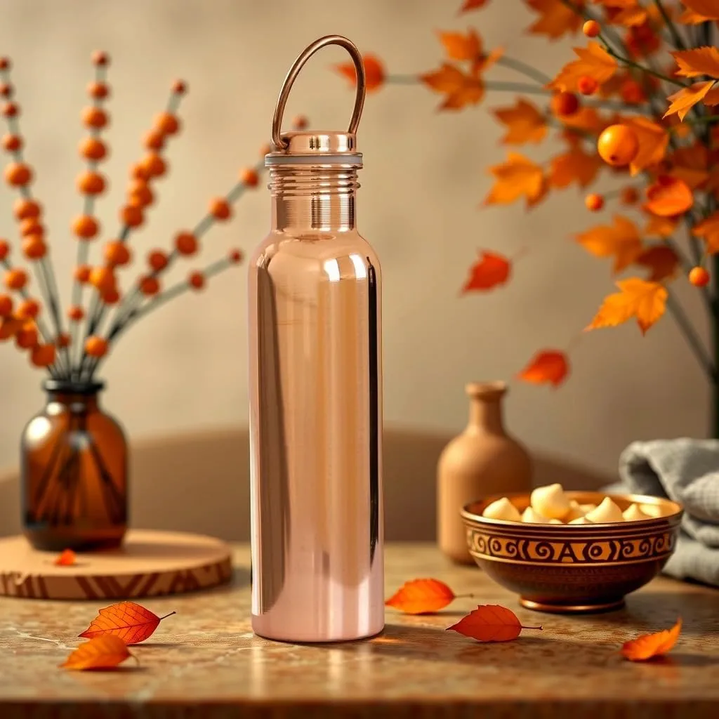 Set of 2 (Plain and Hammered) Copper Water Bottle with Chug Lid and Carry Handle, Reusable, BPA Free, Dishwasher Safe, Perfect for Travel, School, Outdoors, and Gym | 600 Ml (20.28 US Fl Oz)