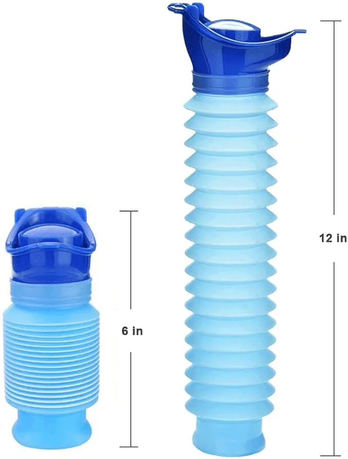 Set of 2 Portable Travel Urinal, Collapsible Urinals for Men and Women, Reusable Kids Potty, Personal Pee Bottle for Outdoor Camping, Long Road Trip and in Traffic