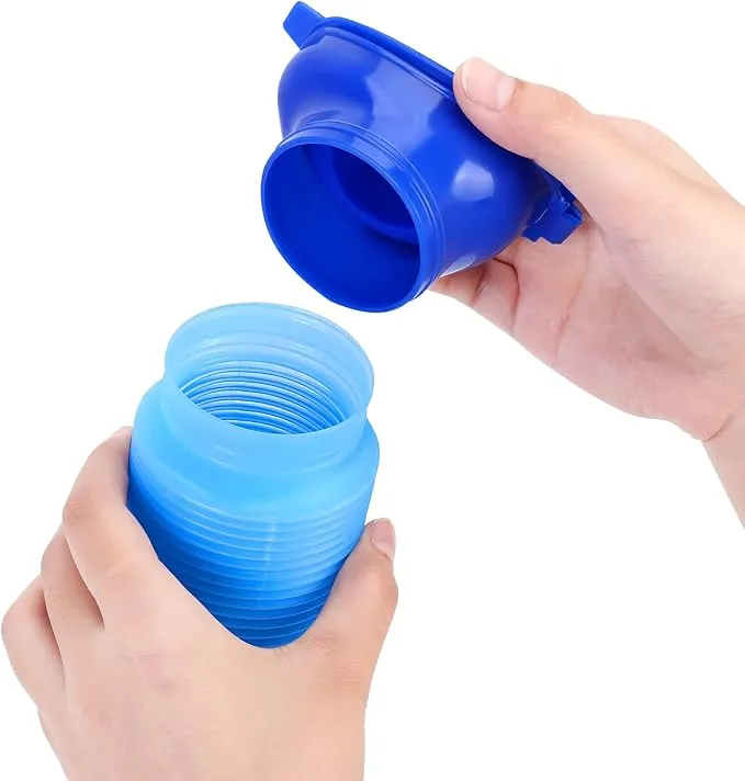 Set of 2 Portable Travel Urinal, Collapsible Urinals for Men and Women, Reusable Kids Potty, Personal Pee Bottle for Outdoor Camping, Long Road Trip and in Traffic