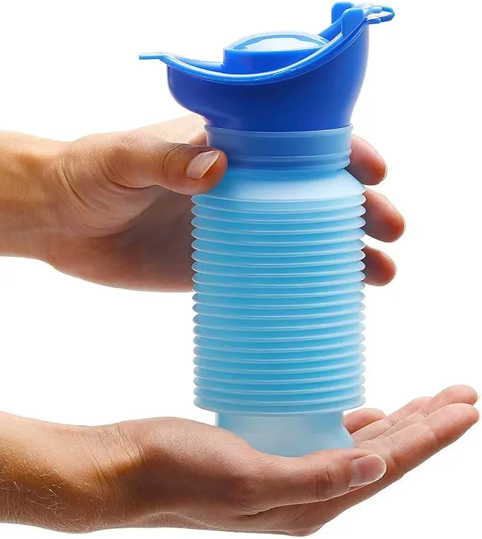 Set of 2 Portable Travel Urinal, Collapsible Urinals for Men and Women, Reusable Kids Potty, Personal Pee Bottle for Outdoor Camping, Long Road Trip and in Traffic