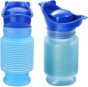 Set of 2 Portable Travel Urinal, Collapsible Urinals for Men and Women, Reusable Kids Potty, Personal Pee Bottle for Outdoor Camping, Long Road Trip and in Traffic