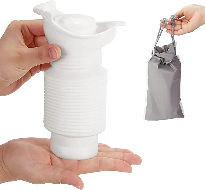 Set of 2 Portable Travel Urinal, Collapsible Urinals for Men and Women, Reusable Kids Potty, Personal Pee Bottle for Outdoor Camping, Long Road Trip and in Traffic