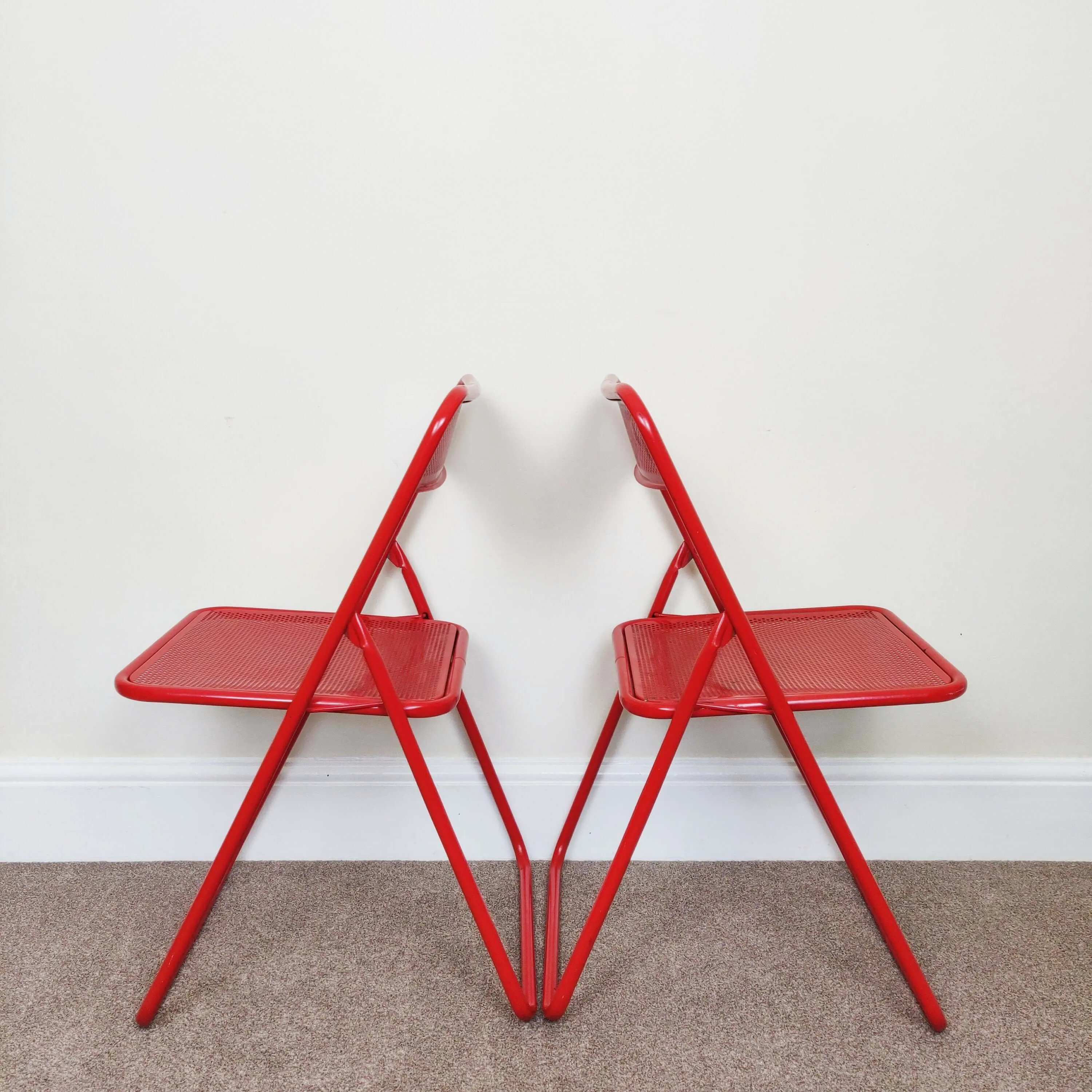 Set of 2 Vintage Folding Dining Chairs, Mid-Century 1970s Atomic Era Retro Chair