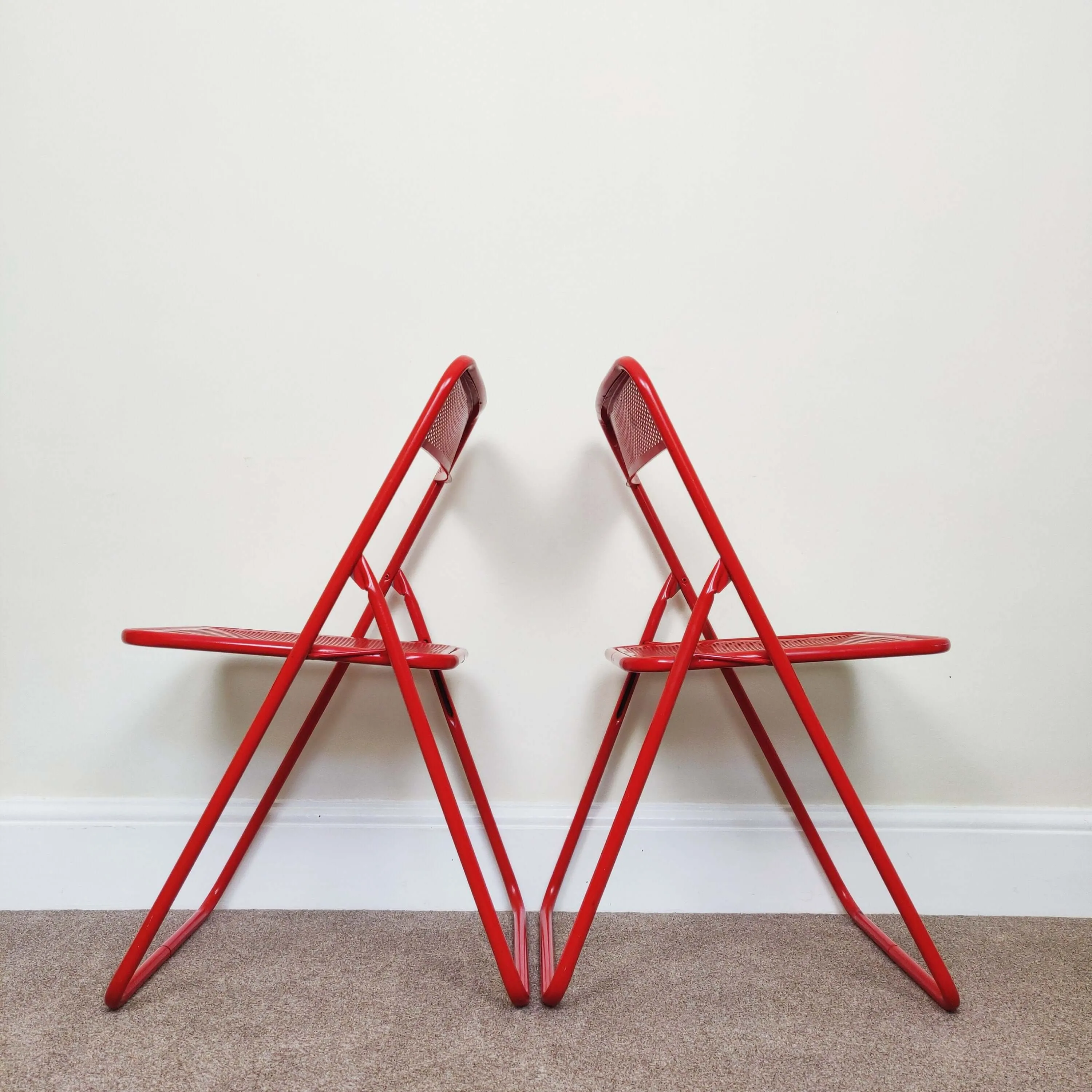 Set of 2 Vintage Folding Dining Chairs, Mid-Century 1970s Atomic Era Retro Chair