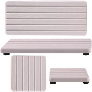 Set of 4 Water Absorbent Diatomite Soap Dish, Diatomaceous Earth Coasters, Hand Soap Holder with Grooves, Water Absorbing Stone Tray Used for Plants & Toiletries in The Modern Home