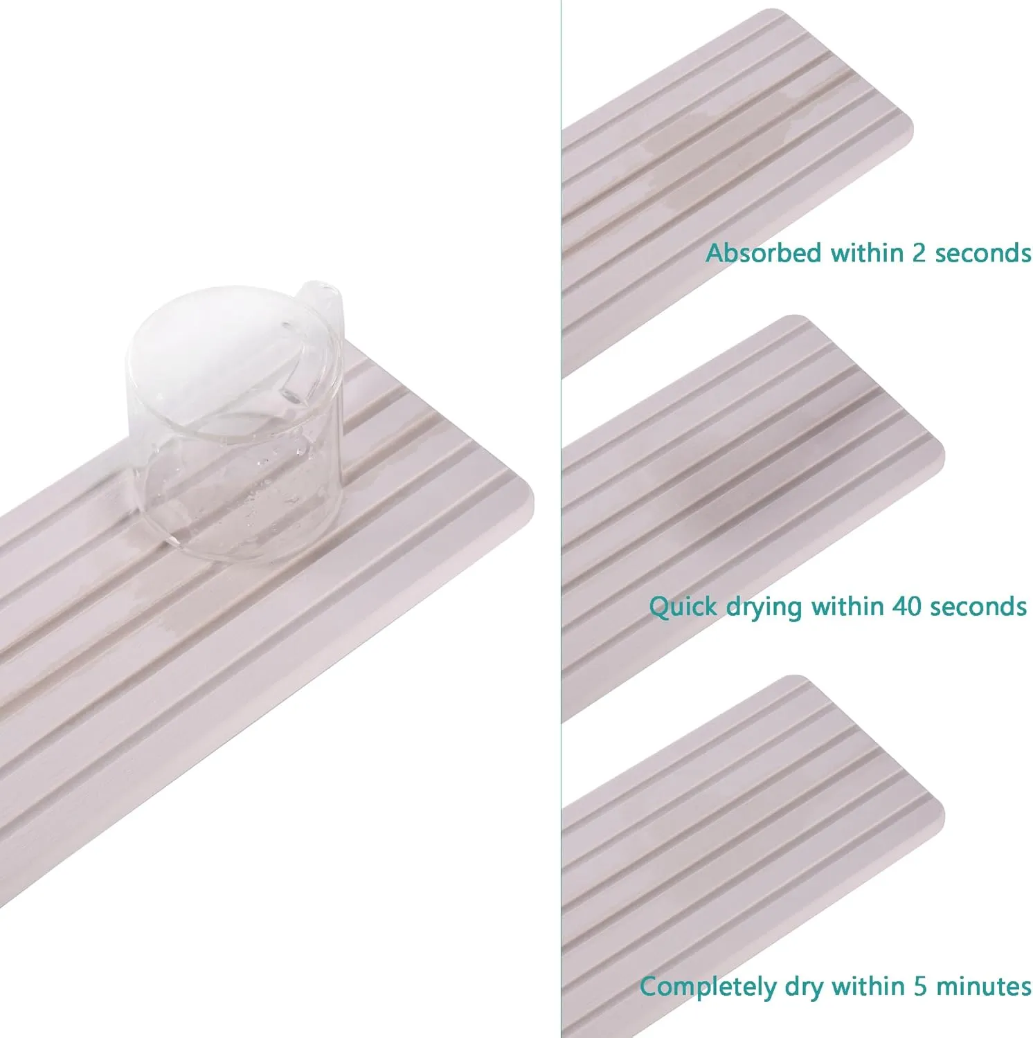 Set of 4 Water Absorbent Diatomite Soap Dish, Diatomaceous Earth Coasters, Hand Soap Holder with Grooves, Water Absorbing Stone Tray Used for Plants & Toiletries in The Modern Home