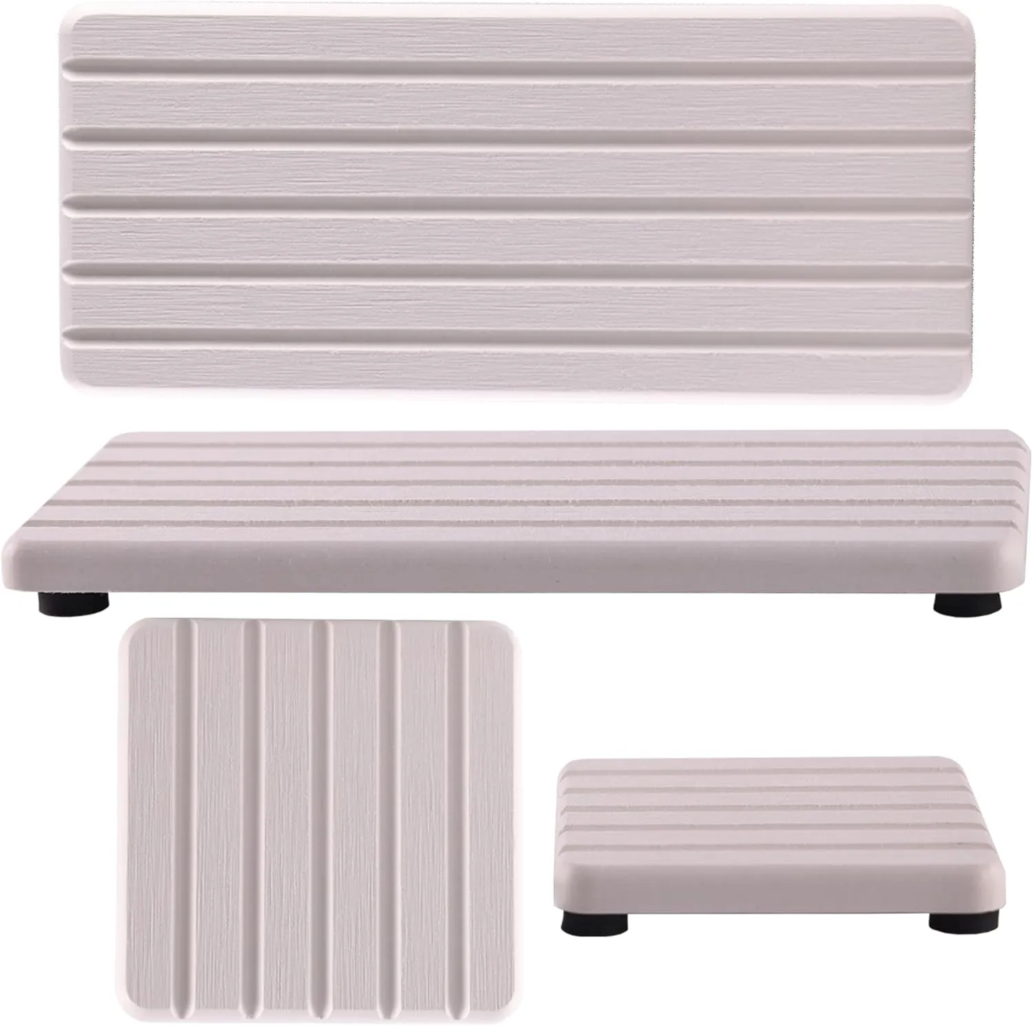 Set of 4 Water Absorbent Diatomite Soap Dish, Diatomaceous Earth Coasters, Hand Soap Holder with Grooves, Water Absorbing Stone Tray Used for Plants & Toiletries in The Modern Home