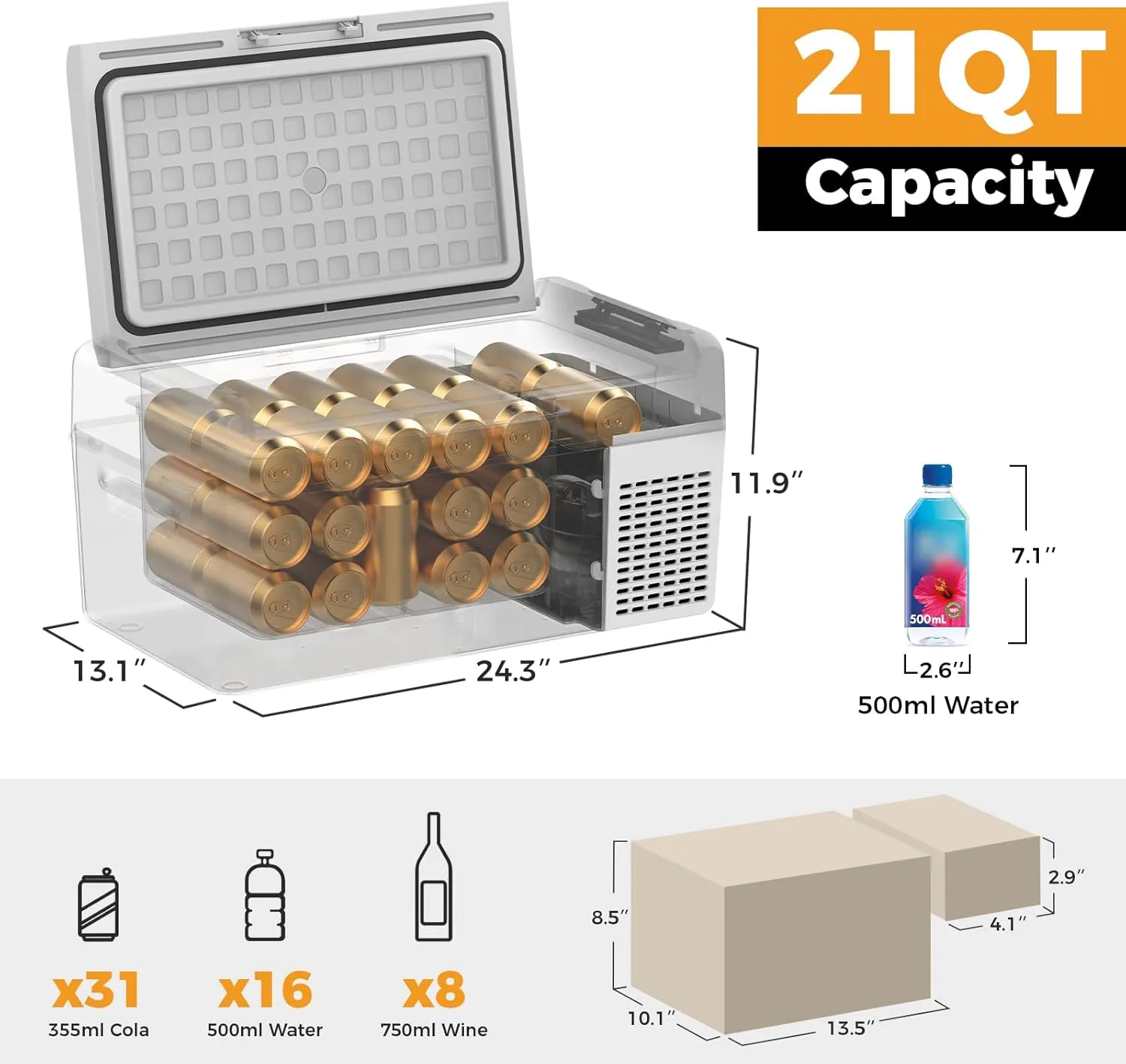 Setpower 12V Refrigerator 50 Hours Backup Cooling 21 Quart 12V Coolers for Vehicles Portable Freezer for Travel Car Fridge Electric Cooler for Car Camping Truck Van RV SUV Road Trip (RF20,Grey)