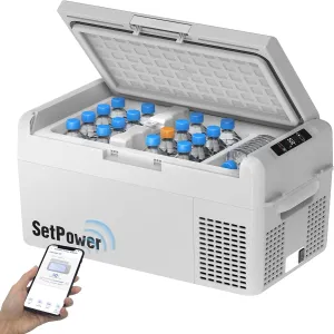 Setpower 12V Refrigerator 50 Hours Backup Cooling 21 Quart 12V Coolers for Vehicles Portable Freezer for Travel Car Fridge Electric Cooler for Car Camping Truck Van RV SUV Road Trip (RF20,Grey)
