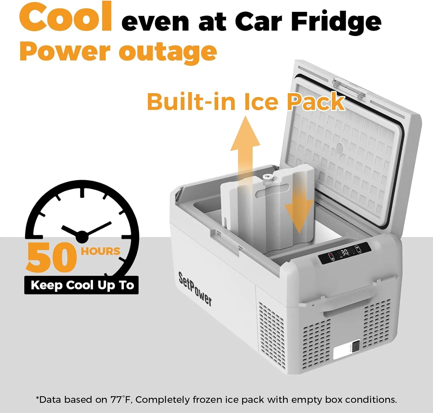 Setpower 12V Refrigerator 50 Hours Backup Cooling 21 Quart 12V Coolers for Vehicles Portable Freezer for Travel Car Fridge Electric Cooler for Car Camping Truck Van RV SUV Road Trip (RF20,Grey)