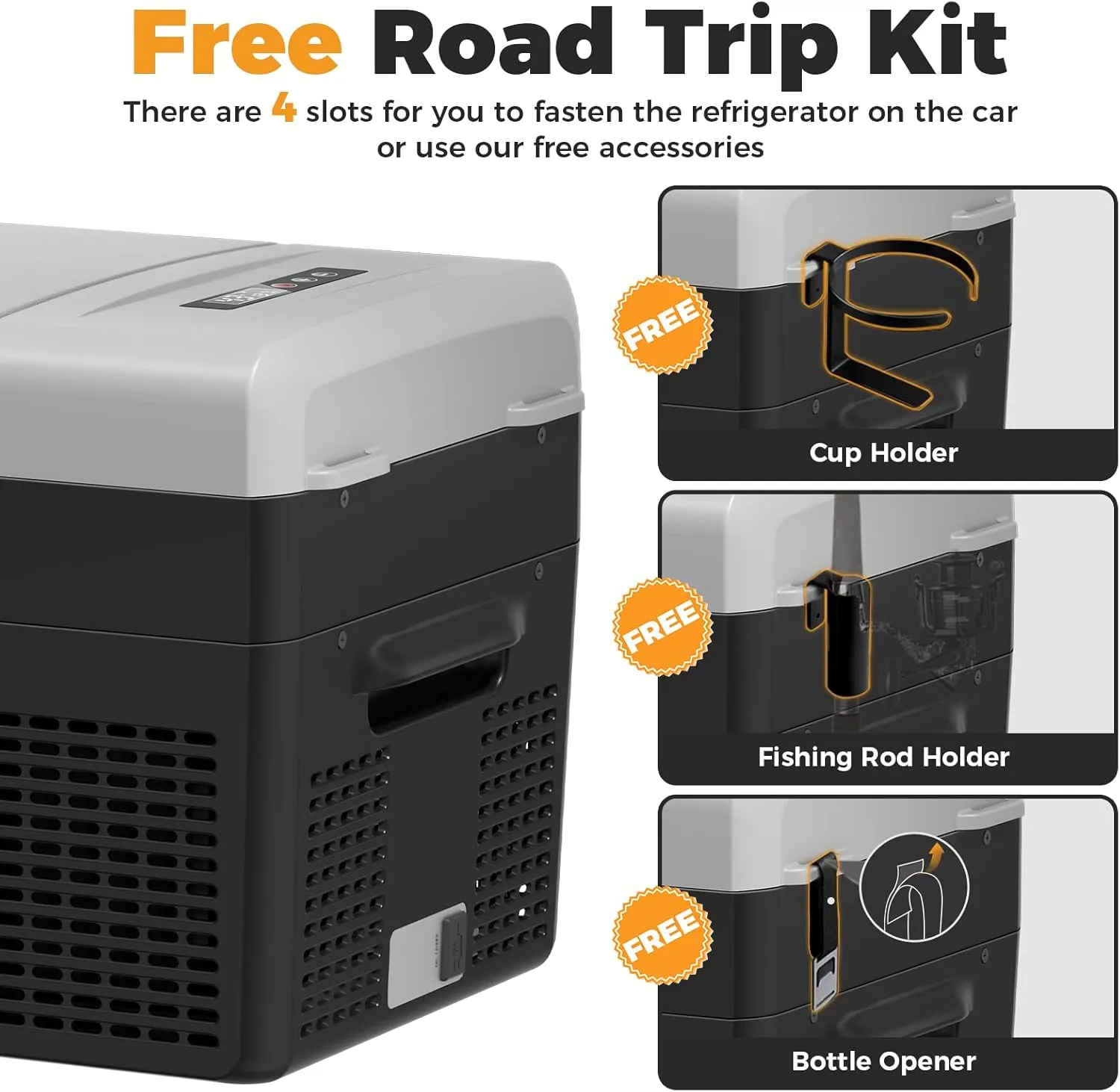 Setpower FC20 Portable 12v Refrigerator, -4℉-68℉ Fast Cooling Car Refrigerator, 20L/21Qt Car Fridge Portable Freezer with 12/24V DC and 110/240V AC, Electric Cooler (Black, 20L With AC Adapter)
