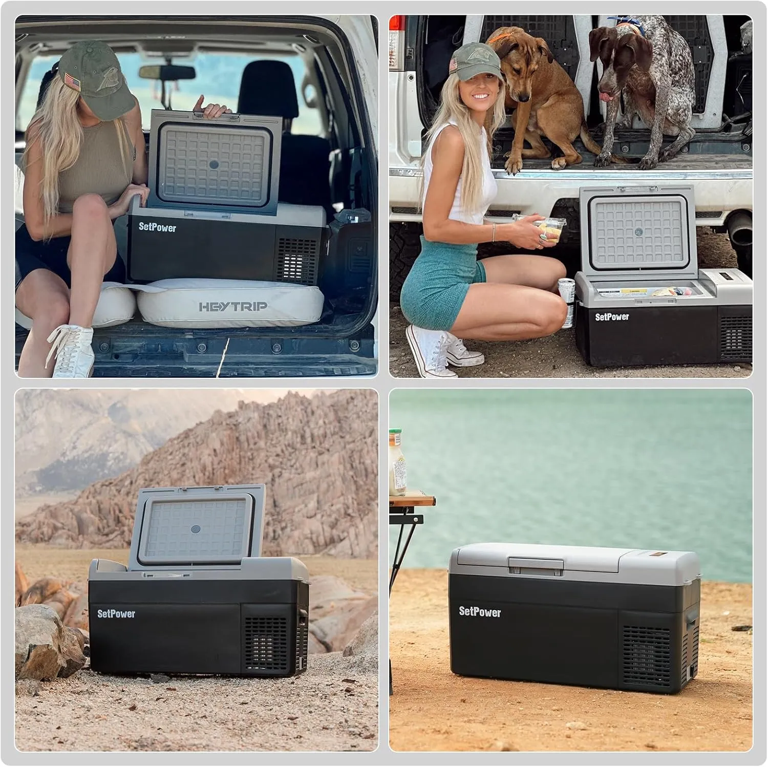 Setpower FC20 Portable 12v Refrigerator, -4℉-68℉ Fast Cooling Car Refrigerator, 20L/21Qt Car Fridge Portable Freezer with 12/24V DC and 110/240V AC, Electric Cooler (Black, 20L With AC Adapter)
