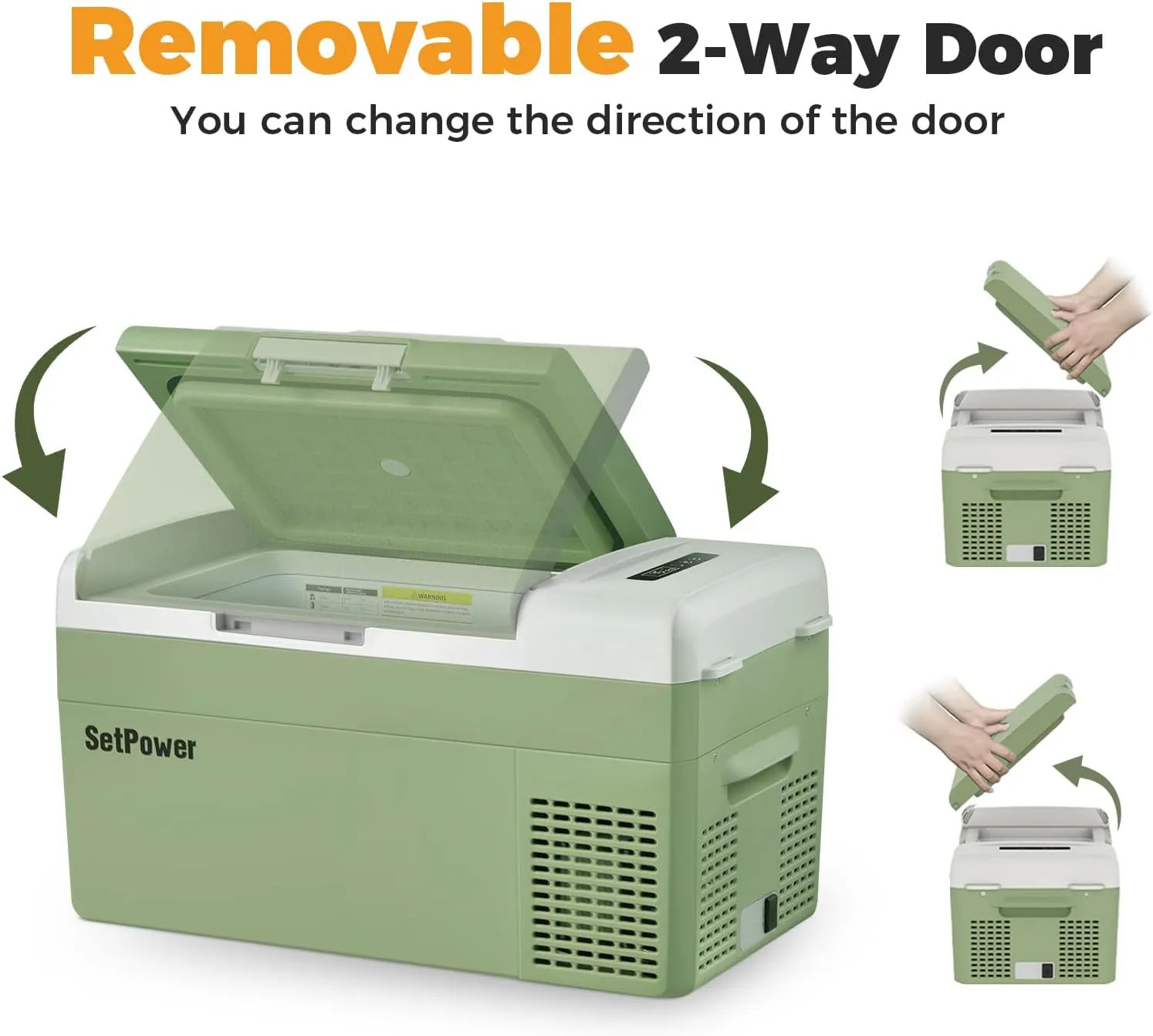 Setpower FC20 Portable 12v Refrigerator, -4℉-68℉ Fast Cooling Car Refrigerator, 20L/21Qt Car Fridge Portable Freezer with 12/24V DC and 110/240V AC, Electric Cooler (Green, 20L With AC Adapter)