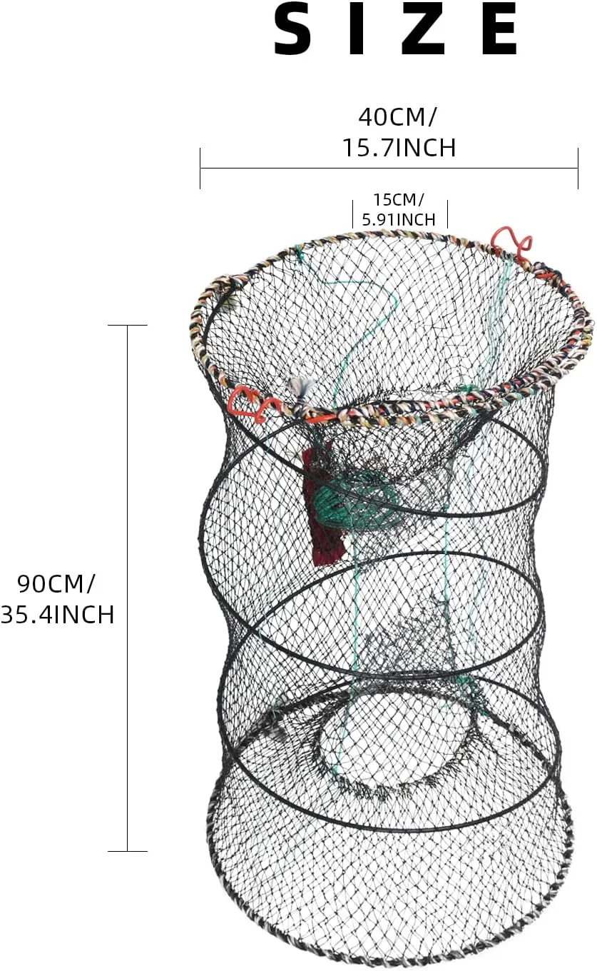 SF Fishing Bait Trap Casting Net 1Pack/3Packs Baitfish Crawfish Crayfish Shrimp Collapsible Cast Net Crab Trap Durable Black Mesh Fishing Nets Portable Folded