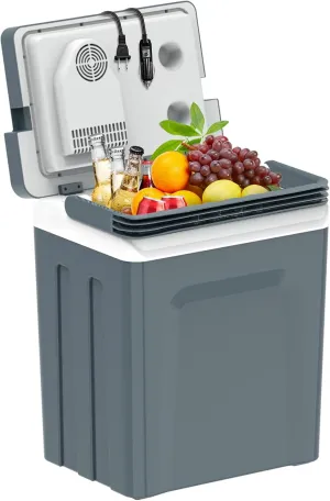 SHAREWIN Electric Cooler & Warmer with Handle 31.7 Quart/30L Portable Thermoelectric Fridge for Vehicles & Trucks with 110V AC & 12V DC, 12V Car Cooler for Camping, Travel Grey