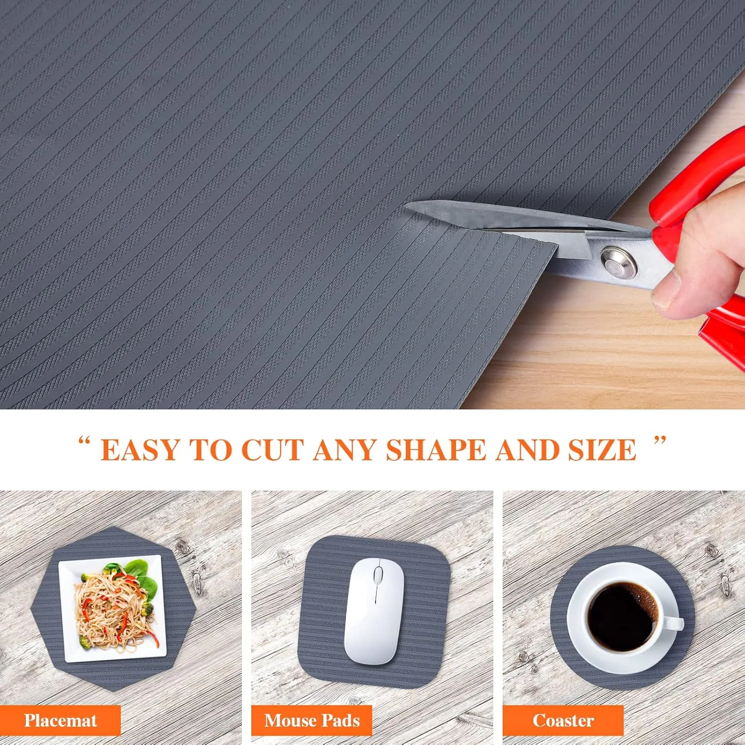 Shelf Liners Non Adhesive, Washable Cabinet Liners for Shelves, Non Slip & Oil-Proof Drawer Liners for Kitchen Cabinets, Cupboard, Pantry, Gray 12" X 20'