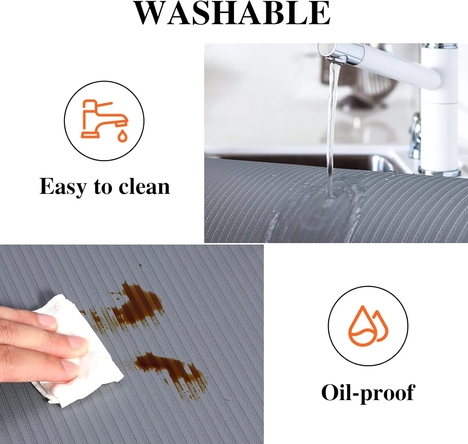 Shelf Liners Non Adhesive, Washable Cabinet Liners for Shelves, Non Slip & Oil-Proof Drawer Liners for Kitchen Cabinets, Cupboard, Pantry, Gray 12" X 20'