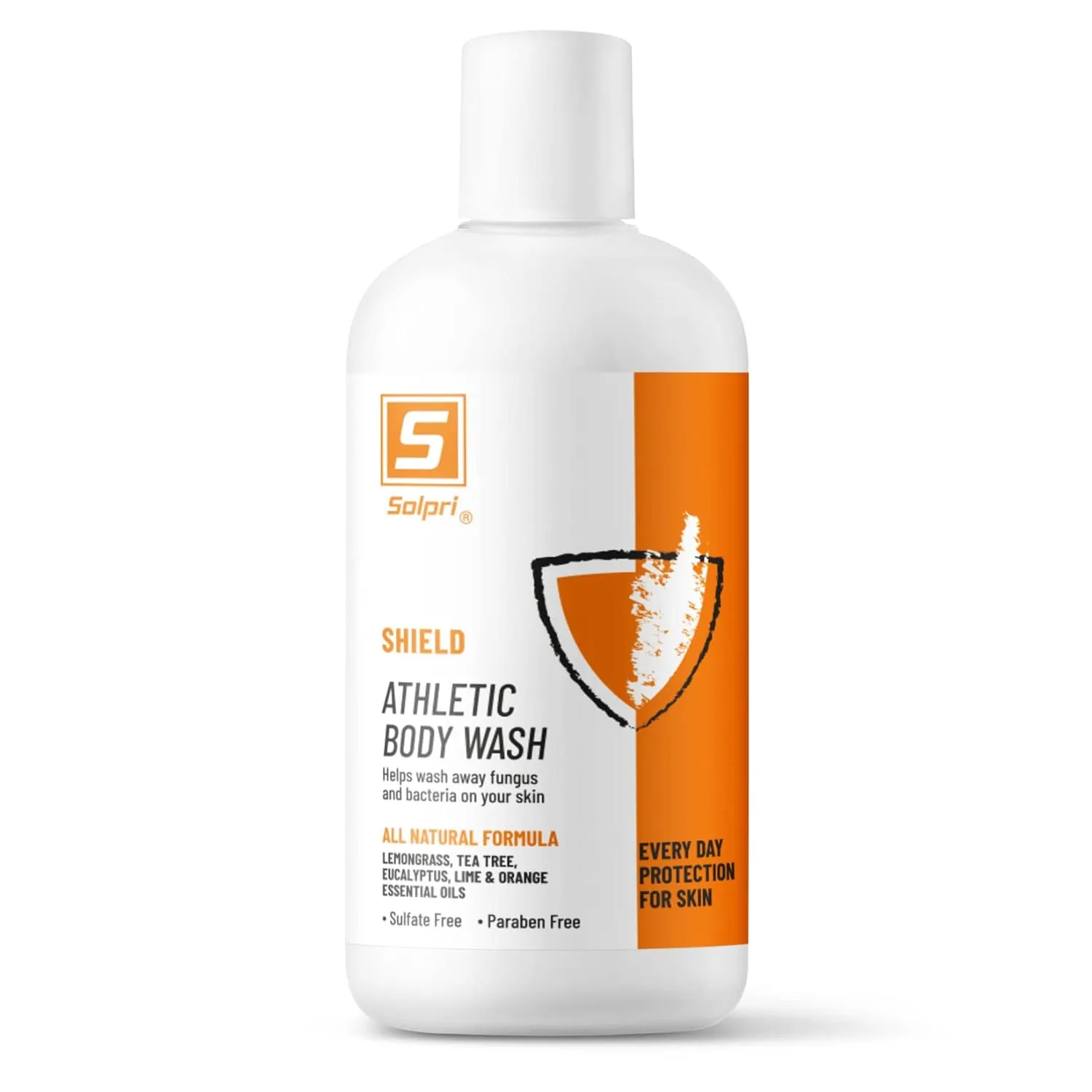 Shield Athlete's Body Wash Sulfate Free with Lemongrass, Tea Tree, Eucalyptus Oils 8 Fl Oz