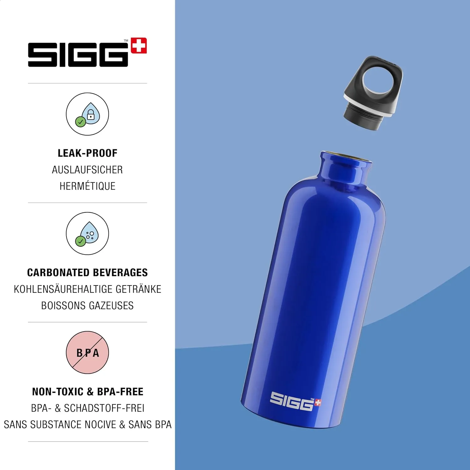 SIGG - Recycled Metal Water Bottle - Traveller - Made in Switzerland - Carbonated Drinks - BPA-Free - 20 Oz