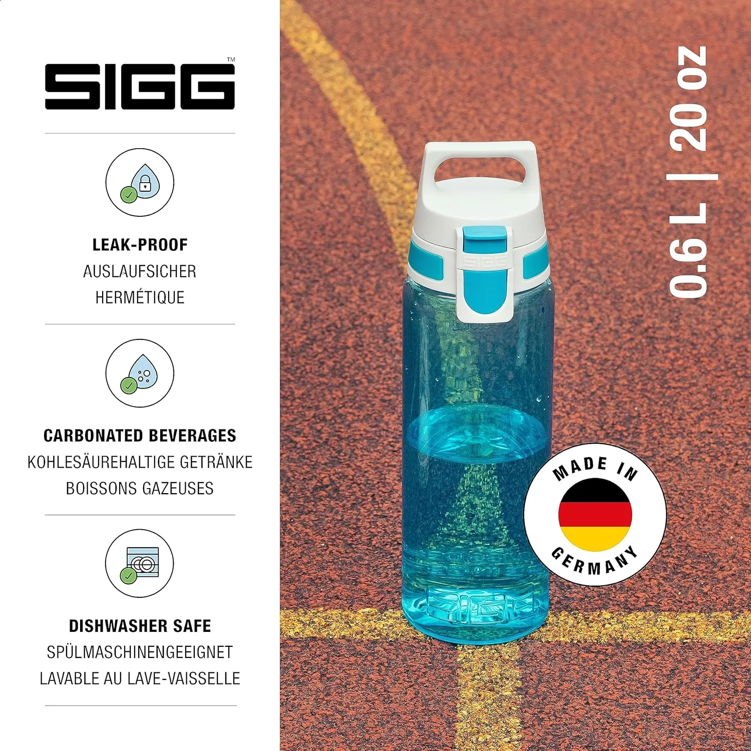SIGG - Total Color - Refillable Sports Water Bottle - Tritan - Carbonated Drinks - Dishwasher Safe - BPA Free 20Oz, 34Oz