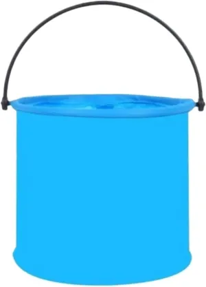 Silicone Collapsible Bucket with Drain Plug Portable Folding Basin for Camping Fishing Picnics Large Capacity Easy Storage(Blue)
