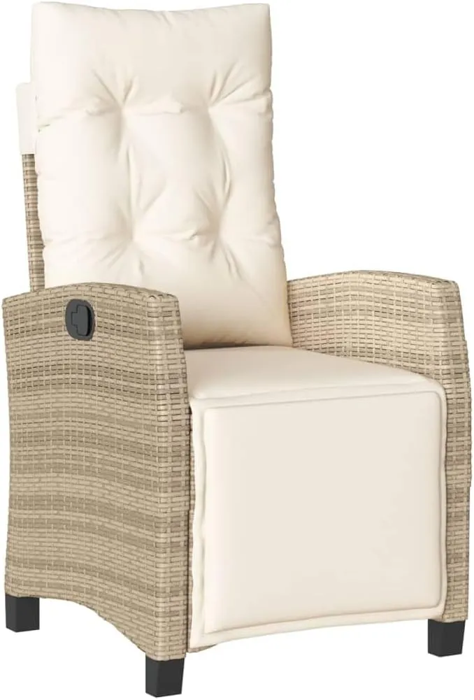 Sillas De Patio Dining Chairs Outdoor Chairs Outdoor Patio Chairs - Reclining Patio Chairs 2 pcs with Footrest Beige Poly Rattan for Beaches Park Garden Terrace