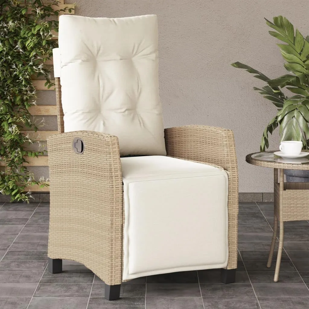 Sillas De Patio Dining Chairs Outdoor Chairs Outdoor Patio Chairs - Reclining Patio Chairs 2 pcs with Footrest Beige Poly Rattan for Beaches Park Garden Terrace