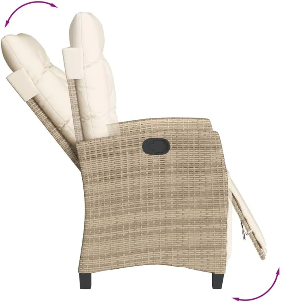 Sillas De Patio Dining Chairs Outdoor Chairs Outdoor Patio Chairs - Reclining Patio Chairs 2 pcs with Footrest Beige Poly Rattan for Beaches Park Garden Terrace