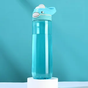 Sky Water Bottle No Straw, BPA FREE TRITAN, Lock Button Has Handle Clear Bottles, Wide Mouth Easy Clean for Women Office Travel Yoga, 24oz (750ml)