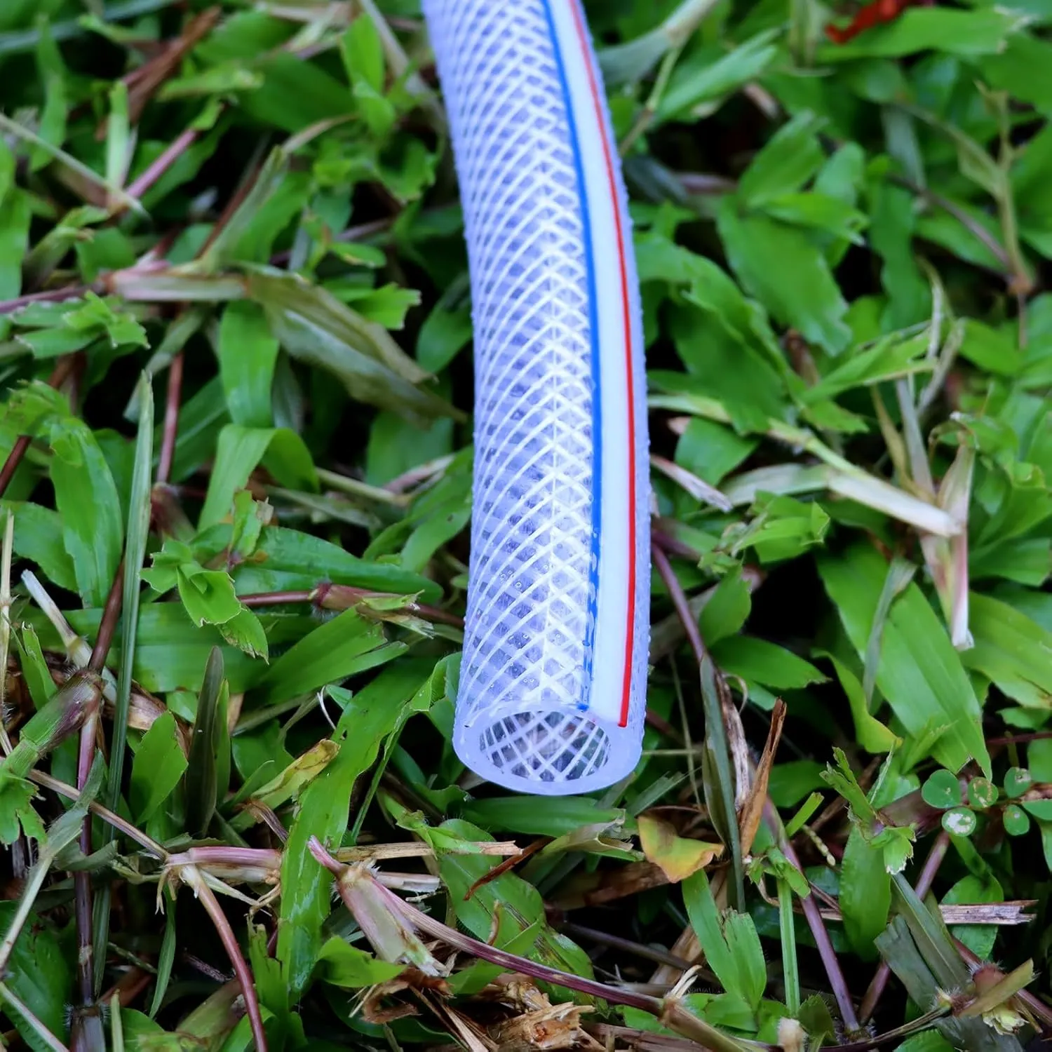 Soft Braided PVC Tubing - 1/2" x 3/4" OD High Pressure Clear Flexible PVC Tube Reinforced Vinyl Hose for Water, Oil with 2pcs Hose Clamps (25Ft)