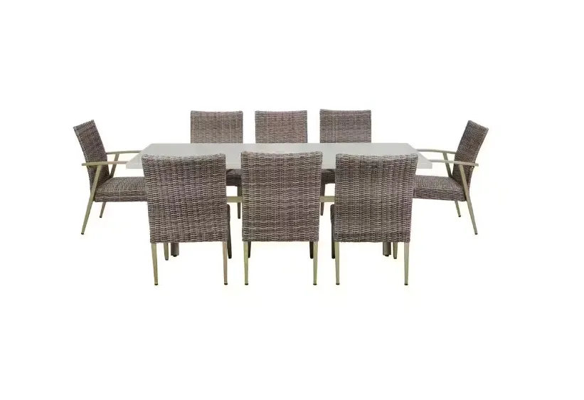 Solace Hill 9-Piece Padded Wicker Outdoor Dining Set