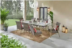 Solace Hill 9-Piece Padded Wicker Outdoor Dining Set