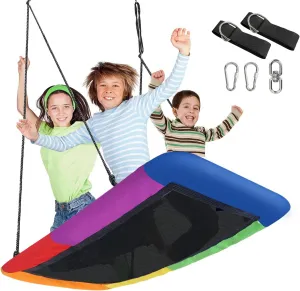 Sorbus 60" Saucer Swing for Kids - 700lbs Big Platform Tree Glider Therapy - Adjustable Ropes & Durable Seat - Trampoline Net for Swing Set, Backyard, Indoor/Outdoor, Gift