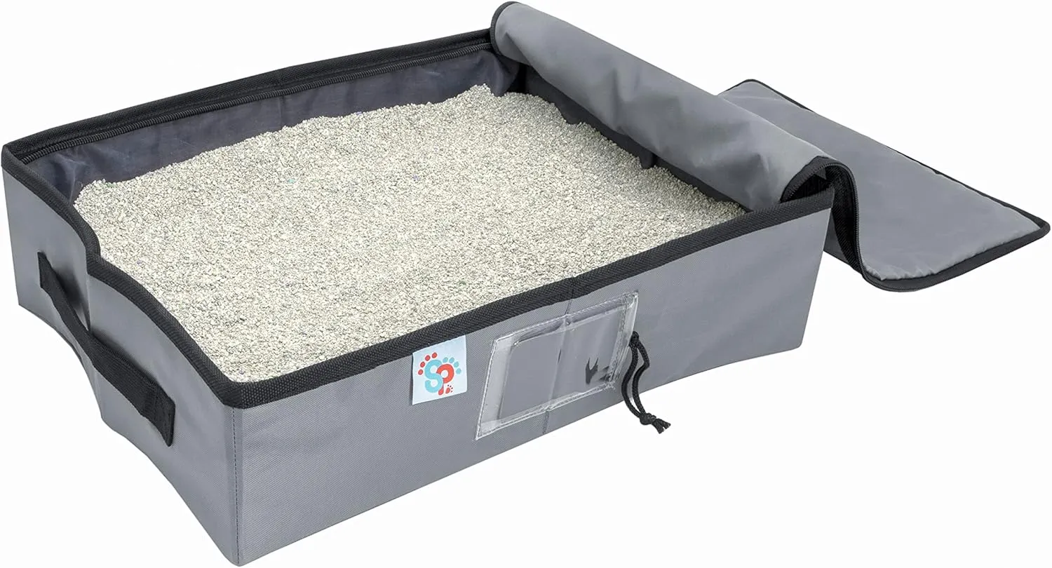 SportPet Designs Portable Travel Litter Box, Large Litter Box - Gray