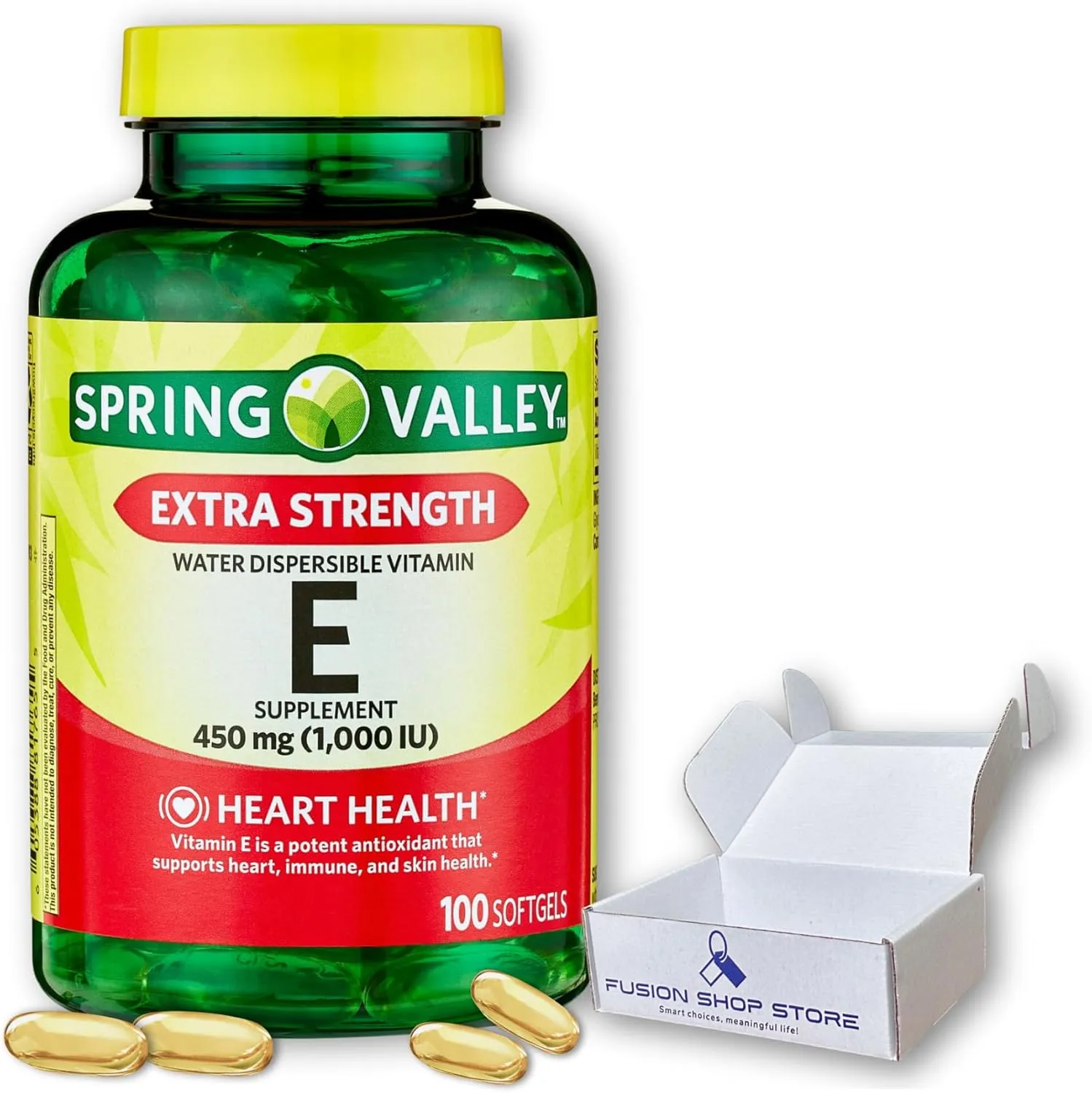 Spring Valley Vitamin E- 1000 iu softgels 100ct (Pack of 1), Boxed by Fusion Shop Store