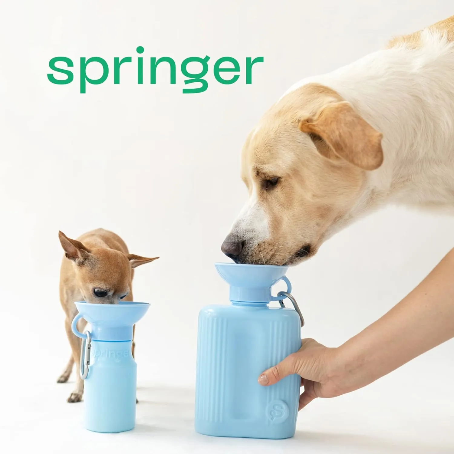 Springer Dog Water Bottle | Portable Travel Water Bottle Dispenser for Dogs | Dog Gift Seen on Oprah's Favorite Things, Shark Tank | Leak-Proof Bottles Fill Bowl with Water | BPA-Free 44oz Sky Blue