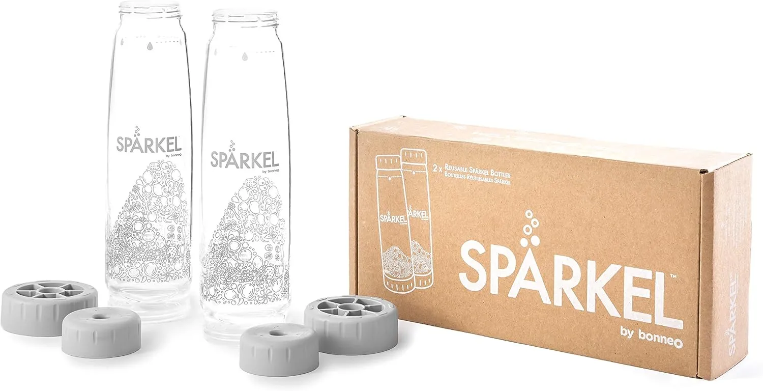 Spärkel Bottle 2-Pack - 2x 750ml (25.4oz.) - Always have a bubbly drink ready - Use with Spärkel Beverage System