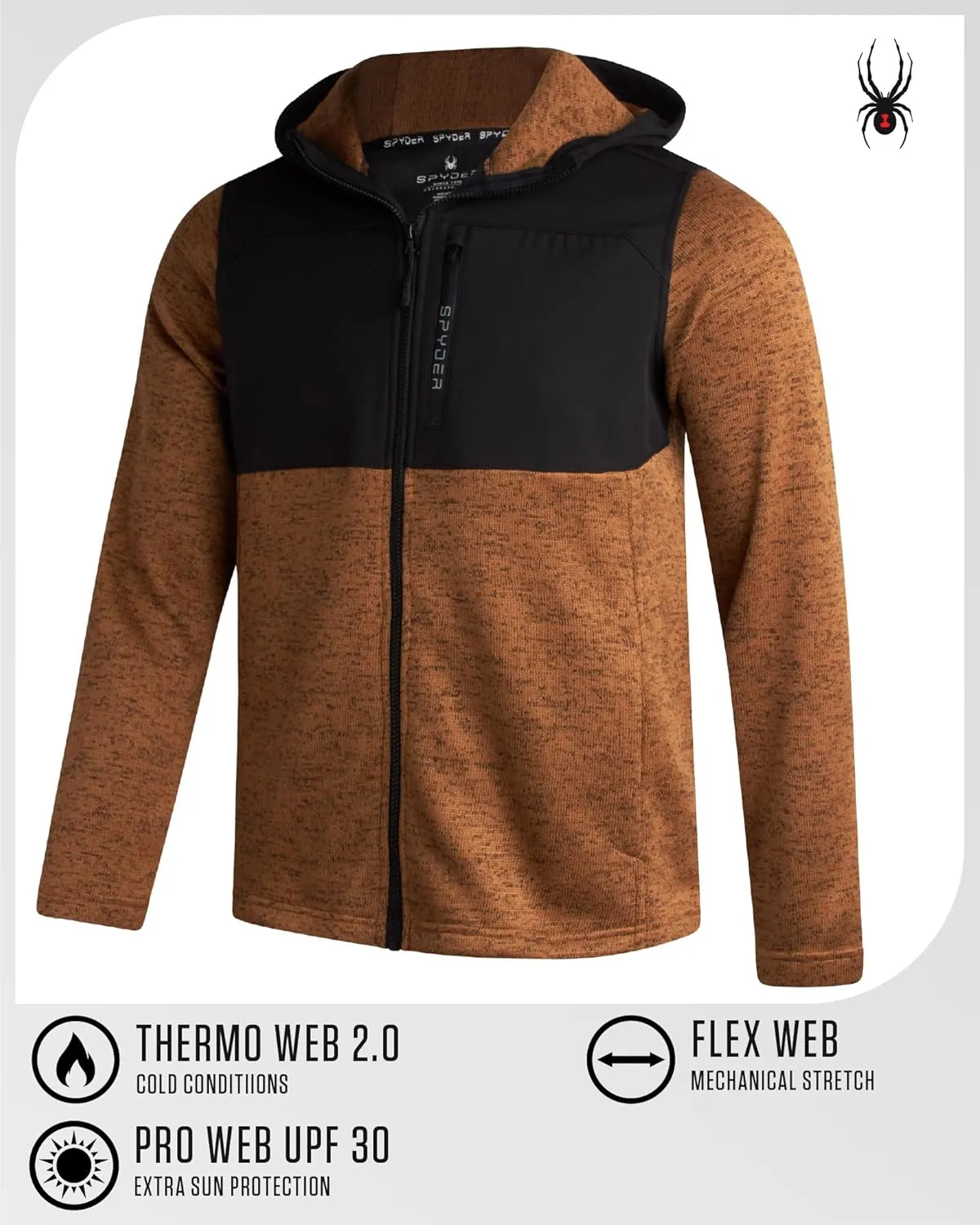 Spyder Mens Fleece Jacket - Insulated Full Zip Sweater Jackets for Men - Hiking Outdoor Performance Mens Lightweight Jackets