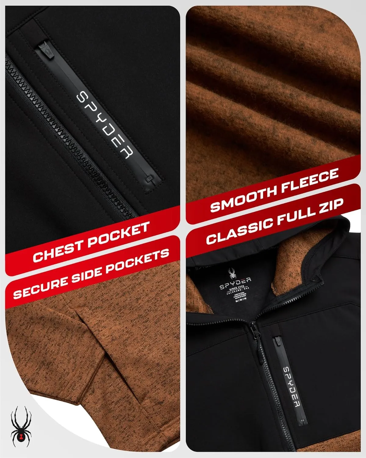 Spyder Mens Fleece Jacket - Insulated Full Zip Sweater Jackets for Men - Hiking Outdoor Performance Mens Lightweight Jackets
