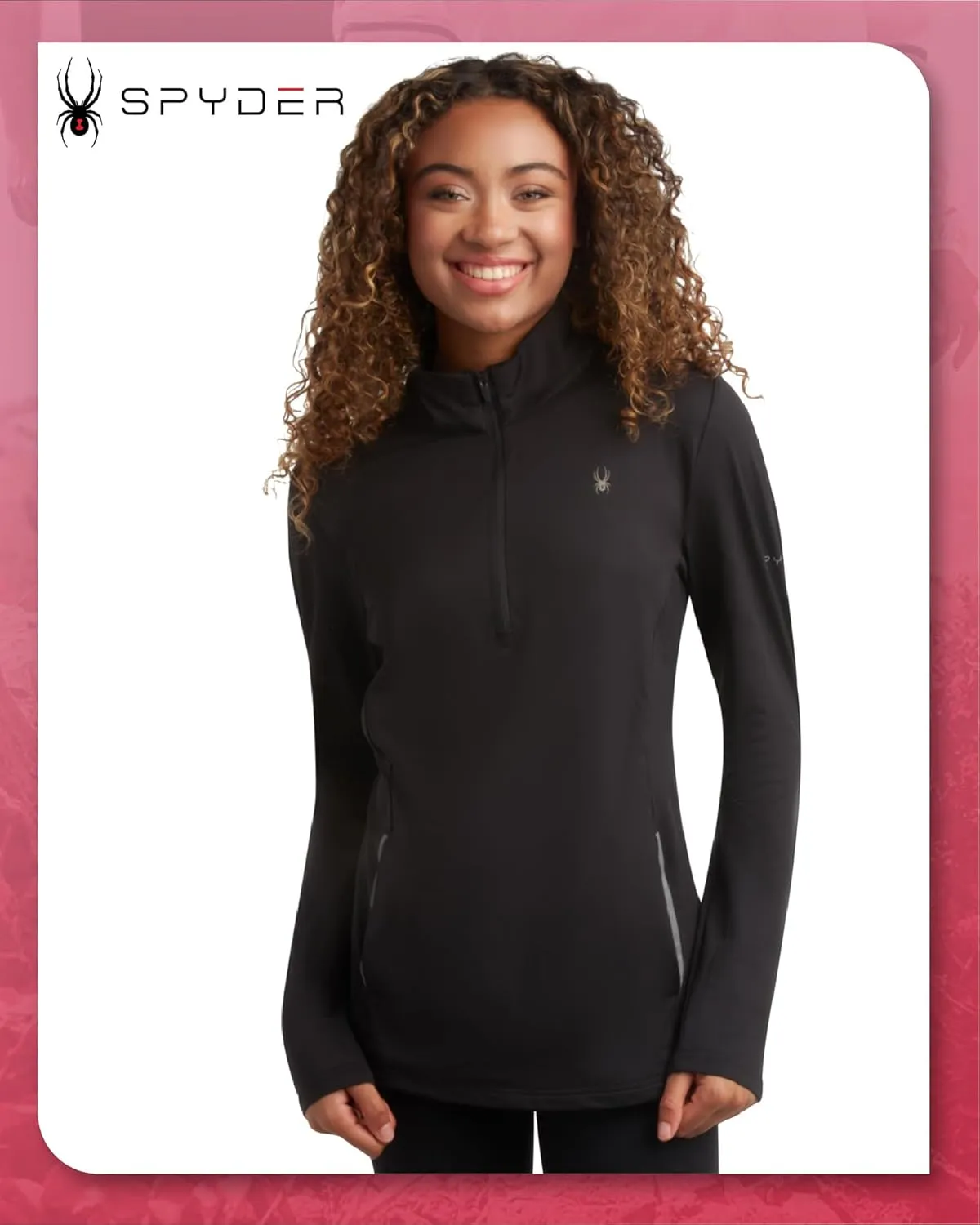 Spyder Womens Quarter Zip Pullover - Lightweight UPF50  1/4 Zip Mock Neck Sweatshirt - Hiking Running Workout Tops for Women