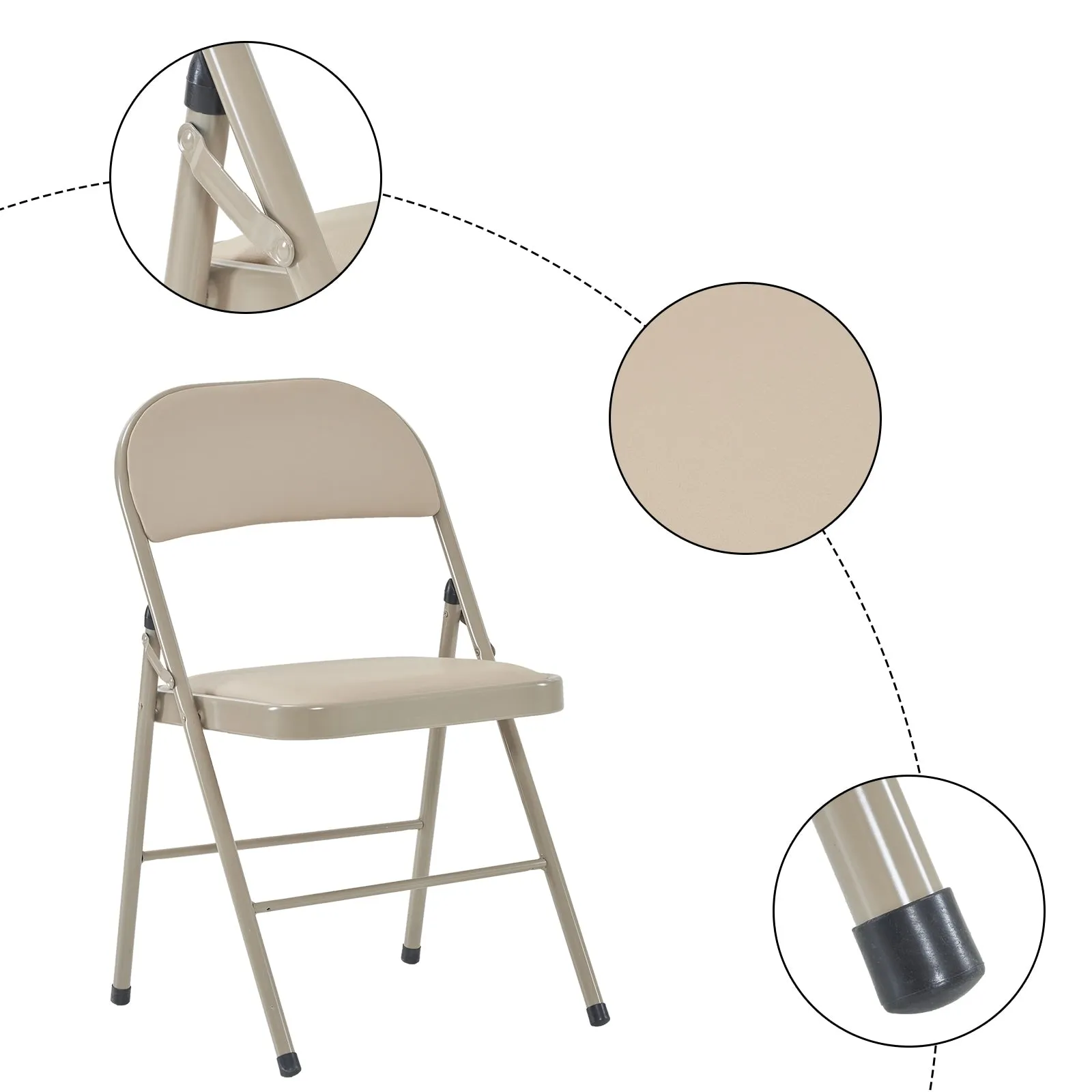 Stackable Folding Chairs Set of 6 for Office Party or Conference Use - 15.7" L x 17.7" W x 30.3" H