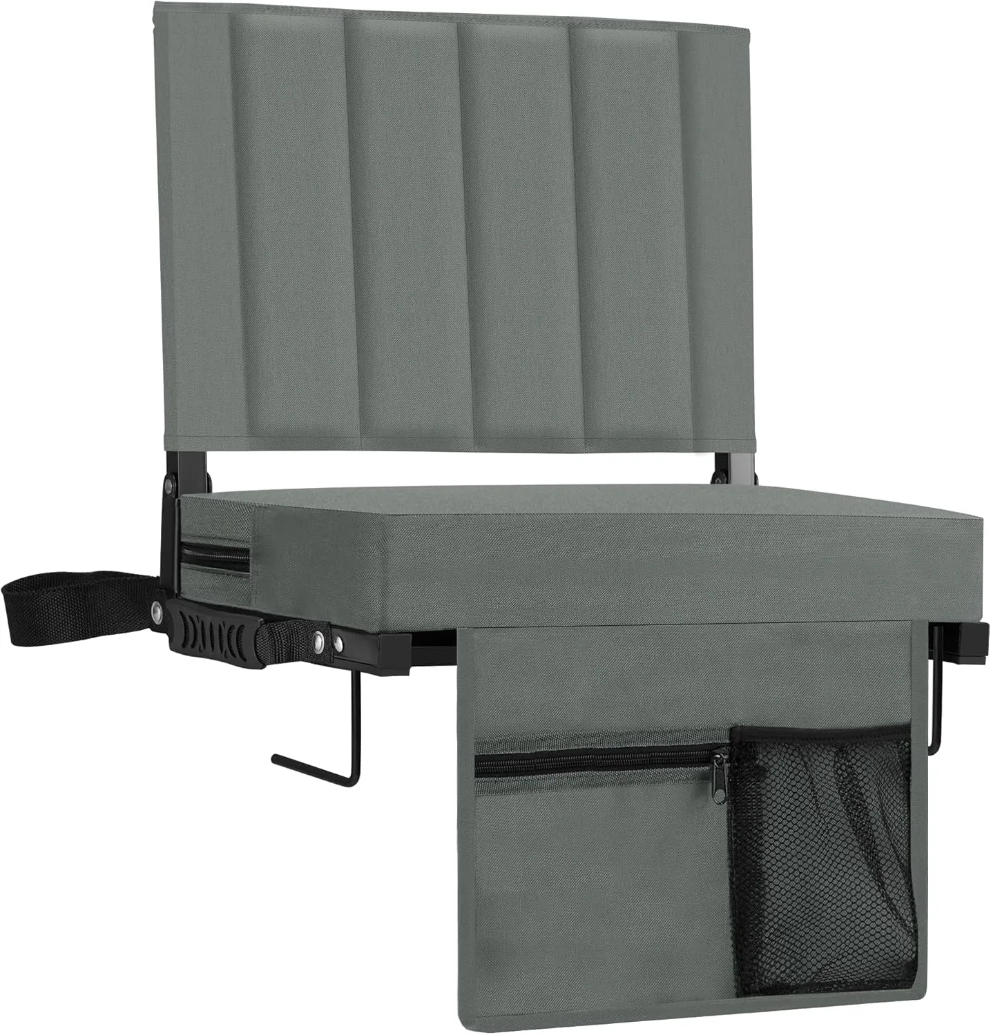 Stadium Seat for Bleachers with Back Support, Portable Bleacher Seat with Wide Comfy Padded Cushion, Metal Hook, Folding Stadium Chair with Shoulder Strap, Carry Handle, Cup Holder