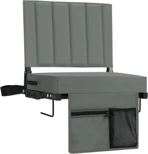 Stadium Seat for Bleachers with Back Support, Portable Bleacher Seat with Wide Comfy Padded Cushion, Metal Hook, Folding Stadium Chair with Shoulder Strap, Carry Handle, Cup Holder