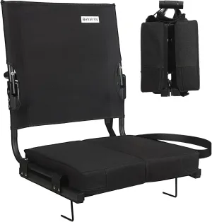 Stadium Seats for Bleachers with Back Support Wide, Portable Bleacher Chairs with Highest Back and Thick Cushion, Folding Padded Stadium Chair for Adults at Sports Events and Concerts. (Black)